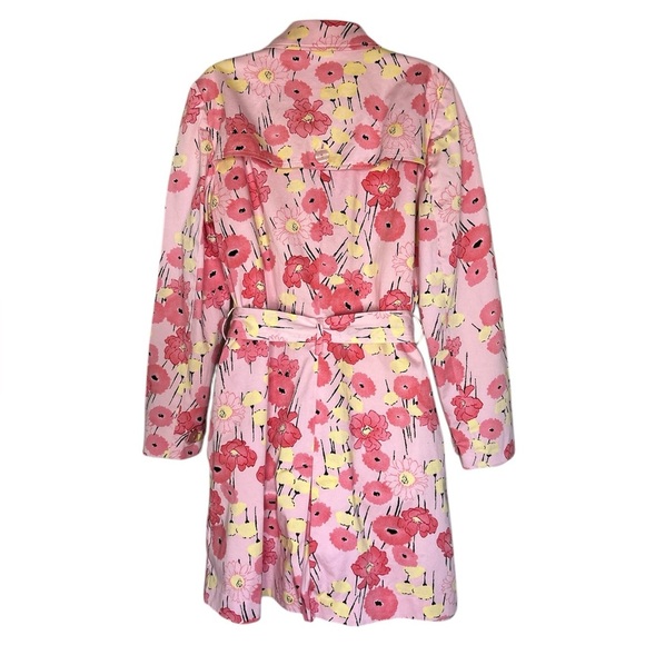 Apostrophe Pink and Red Trench Coat with Vibrant Floral Pattern - Picture 2 of 7